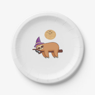 Halloween Witch Sloth Oversized T-Shirt Paper Plate