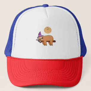 Halloween Witch Sloth Oversized T-Shirt Trucker Hat