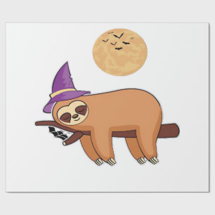 Halloween Witch Sloth Oversized T-Shirt Wrapping Paper