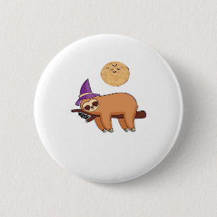 Halloween Witch Sloth Premium T-Shirt 2 Inch Round Button