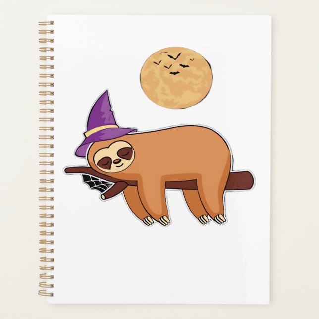 Halloween Witch Sloth Premium T-Shirt Planner (Front)