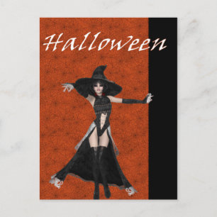 Halloween Witch Spider Web Bkgrd D3 Postcards