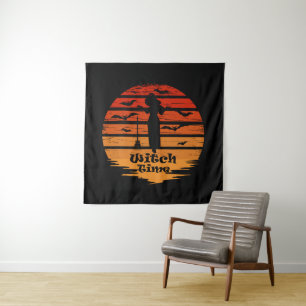 Halloween witch spooky season time tapestry