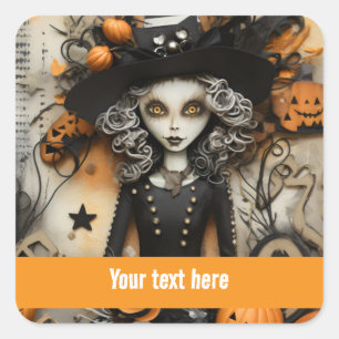 Halloween Witch Square Sticker