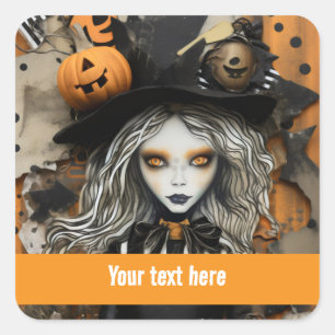 Halloween Witch Square Sticker