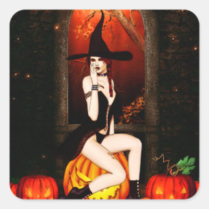 Halloween Witch Square Sticker