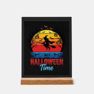 Halloween Witch Sunset Vector Acrylic Sign