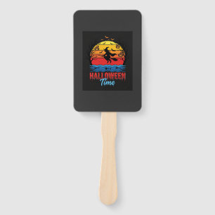 Halloween Witch Sunset Vector Hand Fan