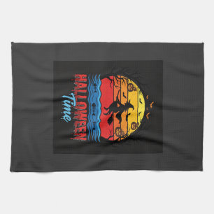 Halloween Witch Sunset Vector Kitchen Towel