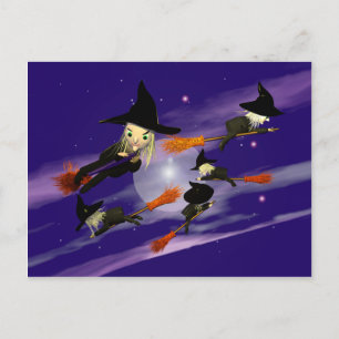 Halloween Witch Traffic Postcard
