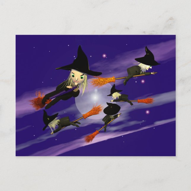 Halloween Witch Traffic Postcard (Front)