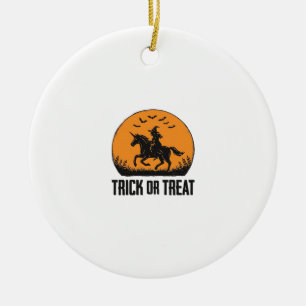 Halloween Witch Trick Or Treat Vintage Moon_1 Ceramic Ornament