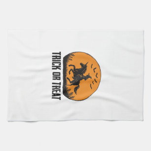 Halloween Witch Trick Or Treat Vintage Moon_1 Kitchen Towel
