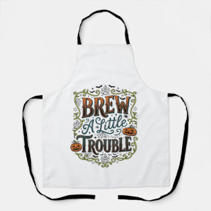 Halloween Witch Typography Brew A Little Trouble_1 Apron