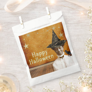 Halloween Witch Vintage Photo Favour Bag