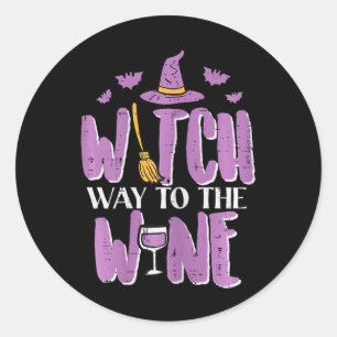 Halloween Witch Way To Funny Pun Costume Party Mom Classic Round Sticker