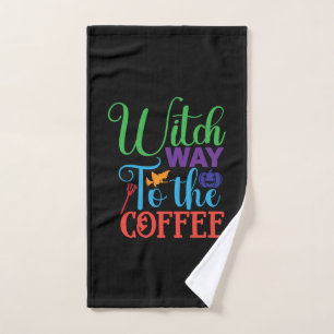 Halloween Witch Way To The Coffee Hand Towel