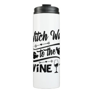 Halloween Witch Way To The Wine Birthday Thermal Tumbler