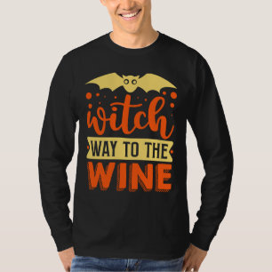Halloween Witch Way To The Wine T-Shirt