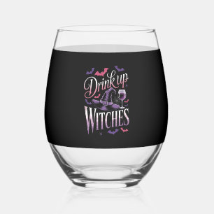 Halloween Witch Wine � Drink Up Stemless Wine Glass