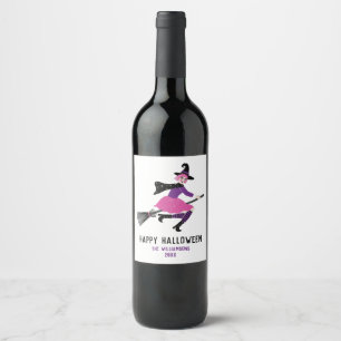 Halloween Witch Wine Party Label