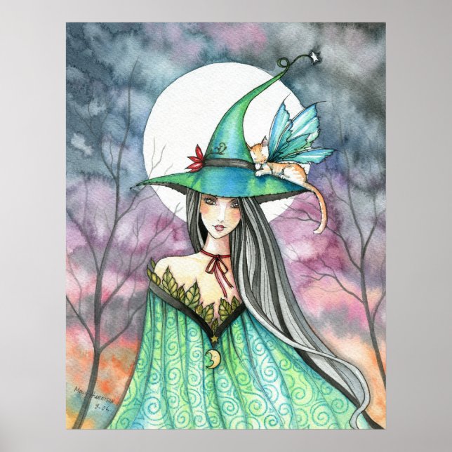 Halloween Witch Winged Cat Poster (Front)