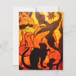 Halloween Witch with a Black Cat Postcard