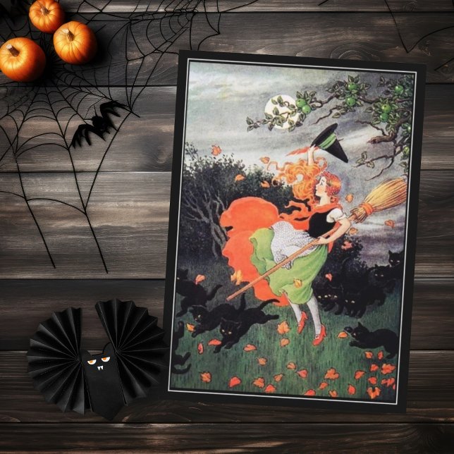 Halloween Witch with Black Cats  Card (Creator Uploaded)