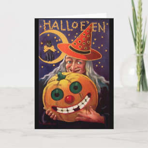 Halloween Witch with Funny Pumpkin Card
