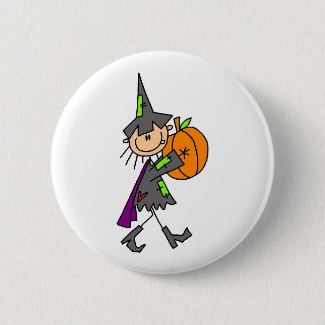 Halloween Witch with Pumpkin 2 Inch Round Button (Front)