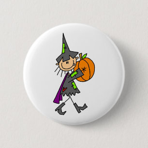 Halloween Witch with Pumpkin 2 Inch Round Button
