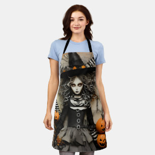Halloween witch with pumpkins apron