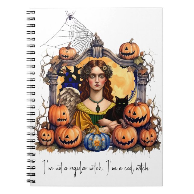 Halloween Witch with quote  Notebook (Front)