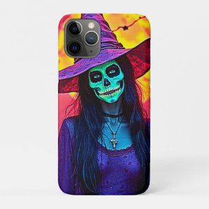 Halloween Witch with Skull Face Design iPhone 11 Pro Case