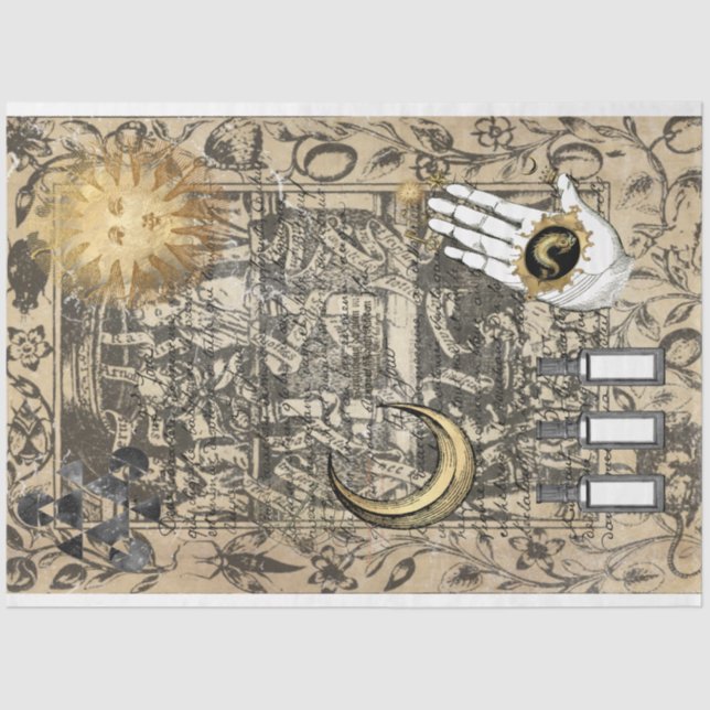 Halloween Witchcraft Medical Vintage Ephemera Tissue Paper (Front)