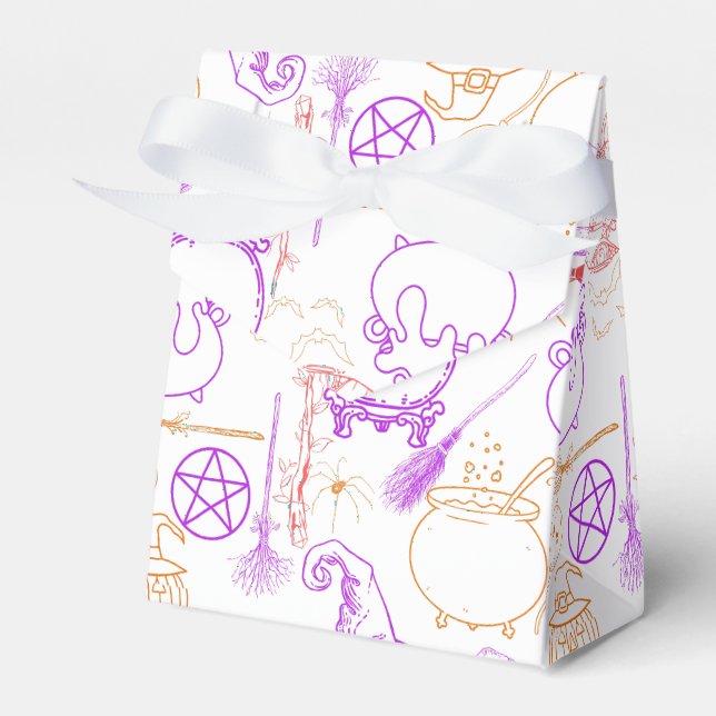 Halloween Witchcraft Pattern Neon 01 Favor Box (Front Side)