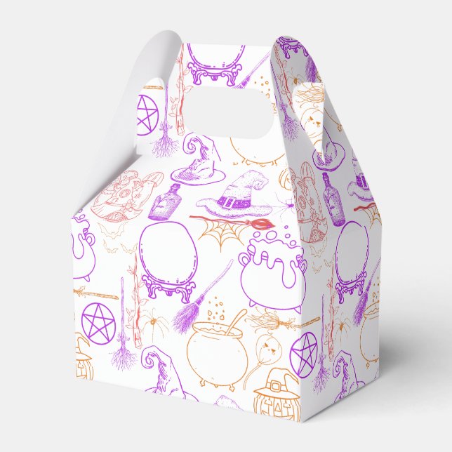 Halloween Witchcraft Pattern Neon 01 Favor Box (Front Side)