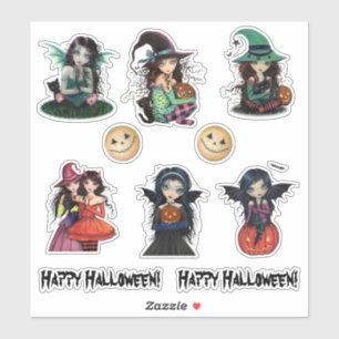 Halloween Witches and Vampires Cute Art