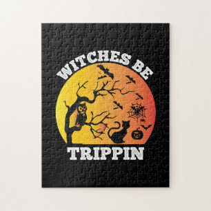 Halloween Witches Be Trippin Birthday Jigsaw Puzzle