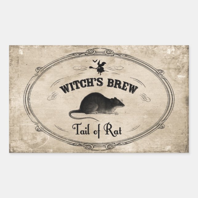 Halloween Witches Brew Ingredient - Tail of Rat Sticker (Front)