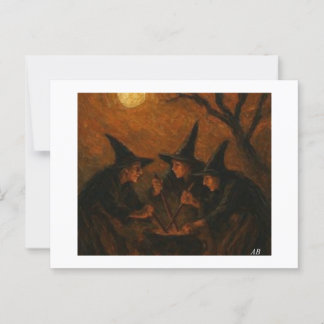 Halloween Witches Brewing Under the Moonlit Sky,  Postcard