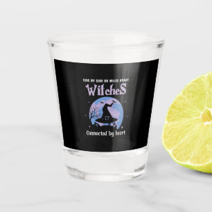 Halloween Witches Connected By Heart Birthday Shot Glass