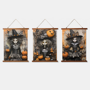 Halloween witches cool and cute hanging tapestry
