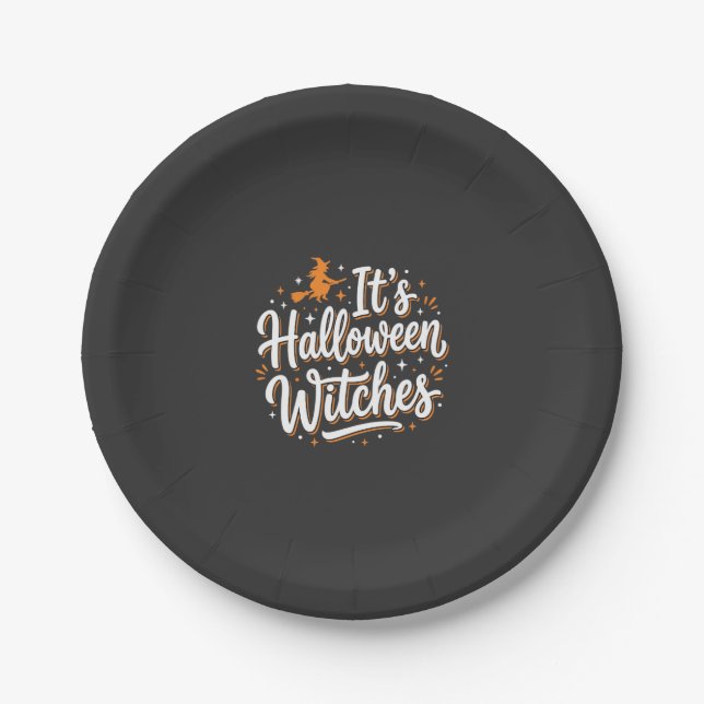 Halloween Witches Cute Witch Quote Design_1 Paper Plate (Front)