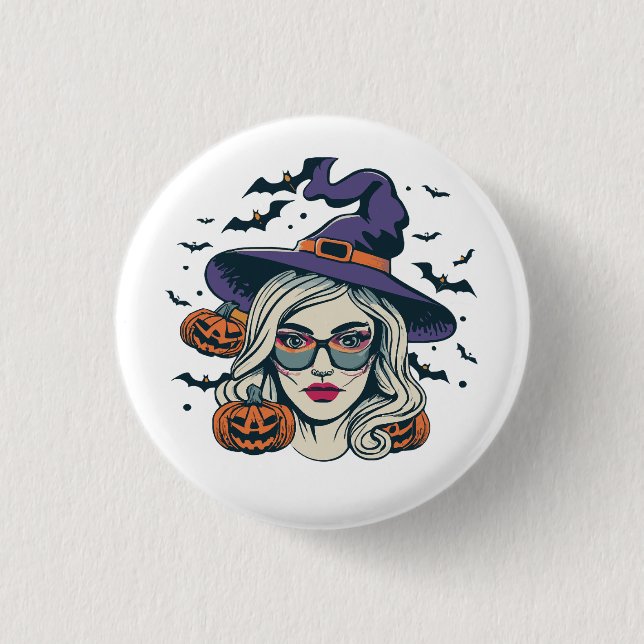 halloween witches funny halloween 1 inch round button (Front)