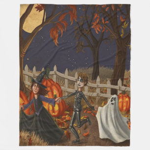 Halloween Witches Ghouls and Ghosts Oh My Fleece Blanket