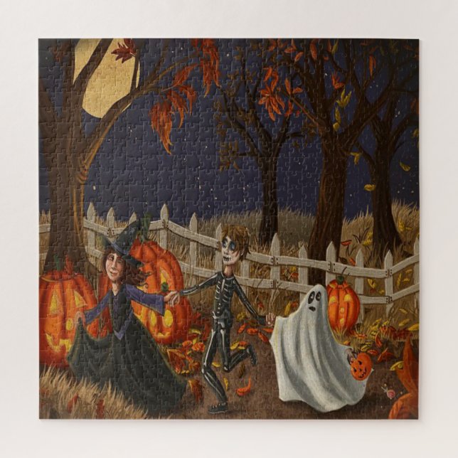 Halloween Witches Ghouls and Ghosts Oh My Jigsaw Puzzle (Vertical)