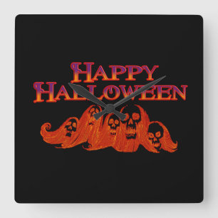 Halloween Witches Happy Halloween Square Wall Clock