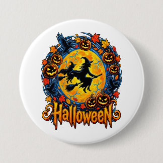 Halloween witches moonlight 3 inch round button