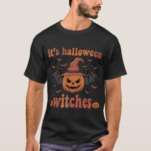 Halloween Witches Pumpkin Bat Vector T-Shirt